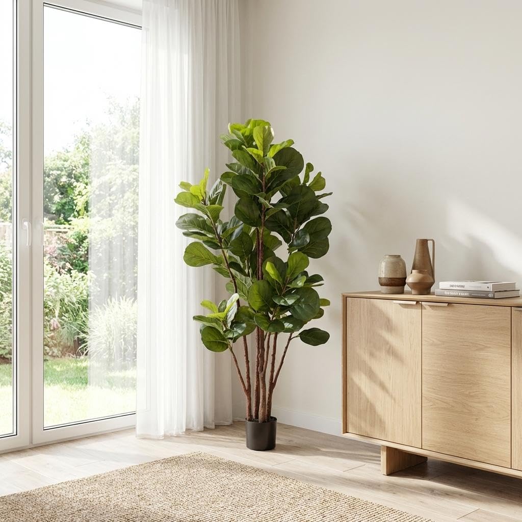 Fiddle Leaf Fig Tree Artificia - Ficus Lyrata Tree ulasan dan harga