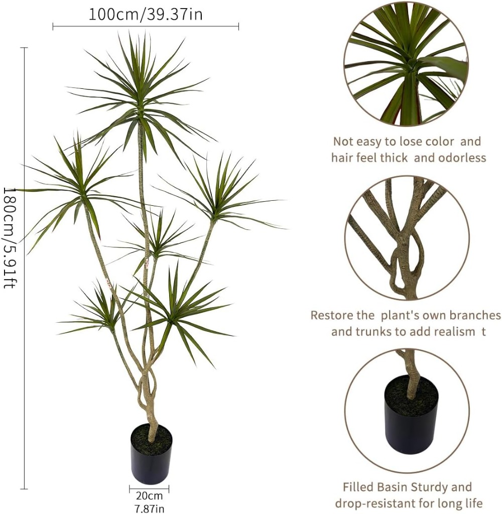 6ft Tall Artificial Dracaena M - Dracaena Marginata ulasan dan harga