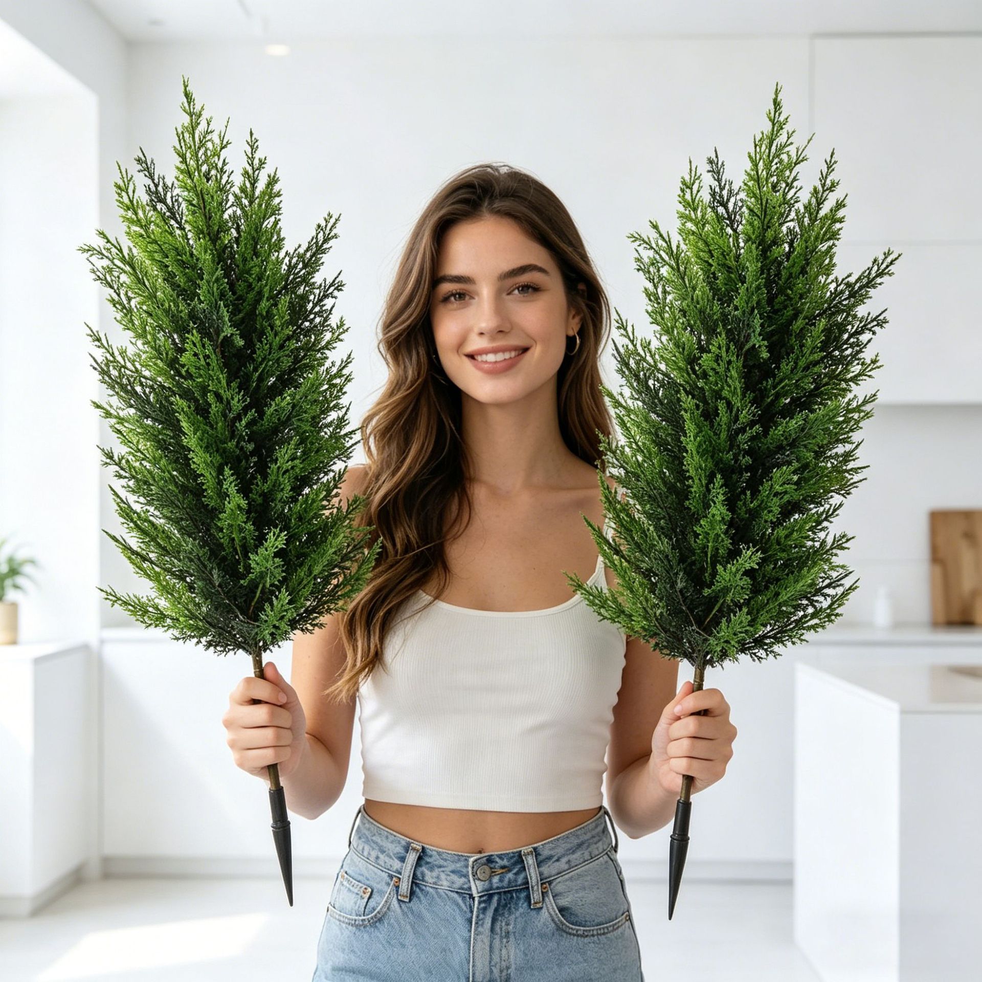 1/2pcs Artificial Cypress Real - Dracaena Marginata ulasan dan harga