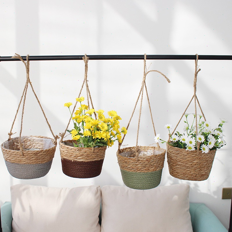 Straw Hanging Basket Flower Po - Spider Plant Hanging ulasan dan harga